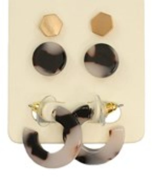 Hexagon Studs & Hoop Set