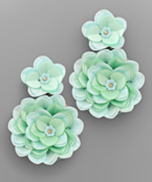 Double Flower Sequin Earring