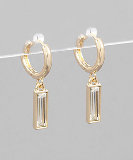 Rectangle Glass Dangle Hoops