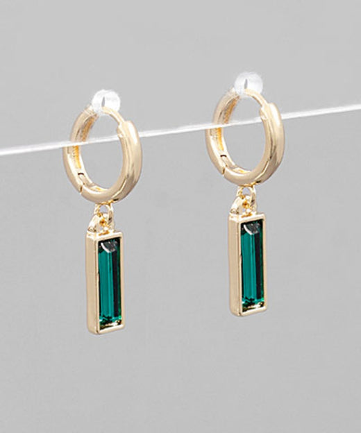 Rectangle Glass Dangle Hoops