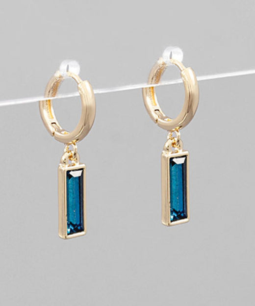 Rectangle Glass Dangle Hoops
