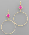 Beaded Rhombus & Circle Earrings