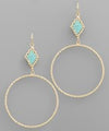 Beaded Rhombus & Circle Earrings
