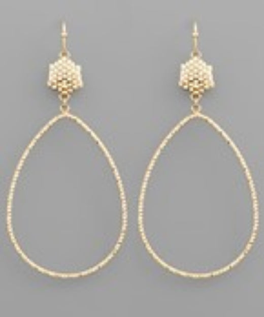 Beaded Hexagon and Teardrop Earrings
