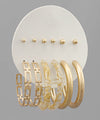 6 Pair Studs & Hoops Set