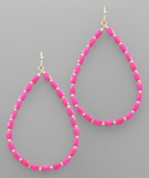 Fuchsia Teardrop Faceted Earring