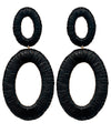 Raffia Wrapped Oval Earrings