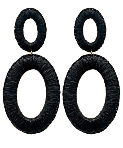 Raffia Wrapped Oval Earrings