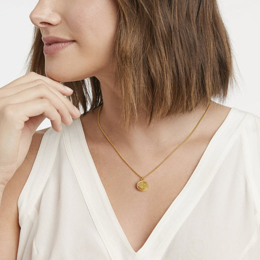 Julie Vos, Fleur-de-Lis Solitaire Iridescent Crystal Clear Reversible Necklace