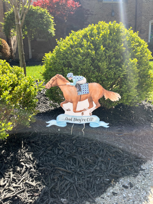 "And They're Off" Garden Stake