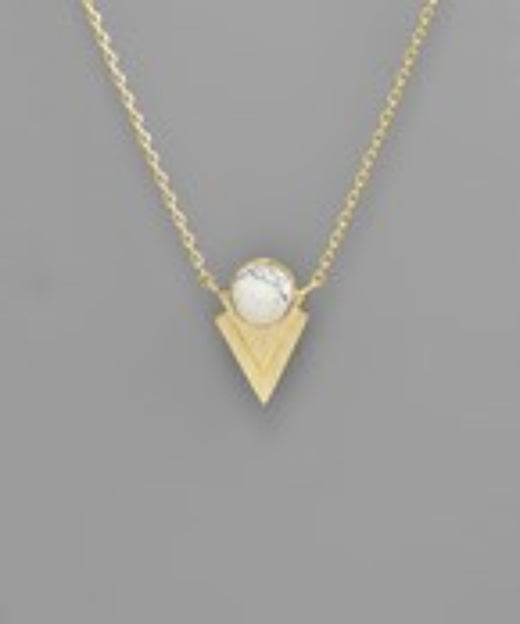 Dome Stone & Arrowhead Pendant Necklace