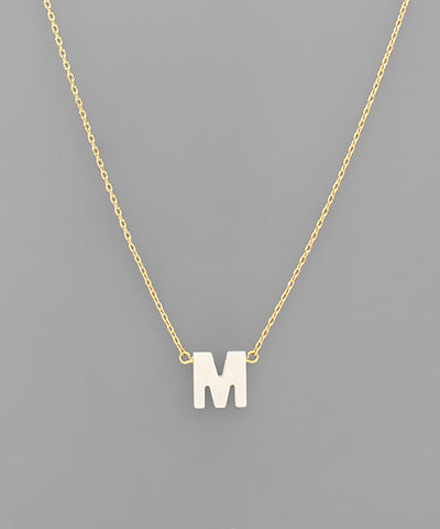 Shell Initial Brass Necklace