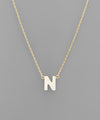 Shell Initial Brass Necklace