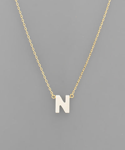 Shell Initial Brass Necklace