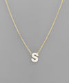 Shell Initial Brass Necklace