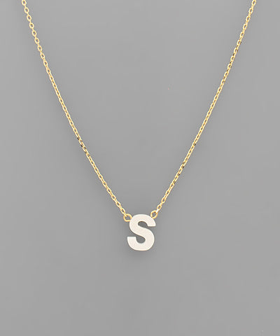 Shell Initial Brass Necklace