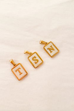 Initial Charm- Rectangle Mother of Pearl