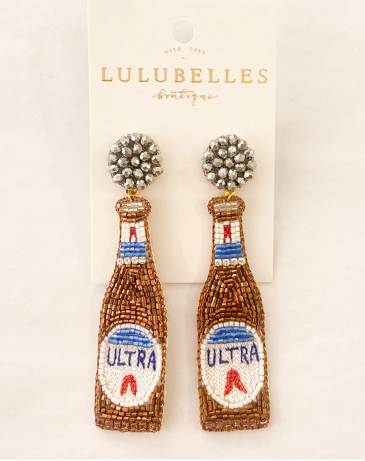 Ultra Bottle Hand Beaded Earrings