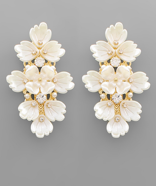 Leaf & Flower Crystal Earrings
