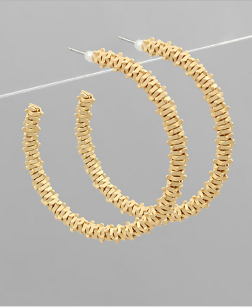 Carved Metal Beaded Hoops