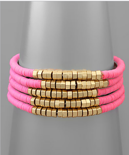 Rubber Bead 5 Row Bracelet