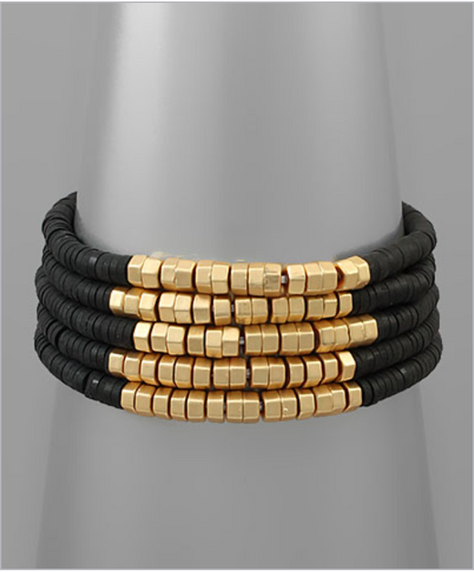Rubber Bead 5 Row Bracelet