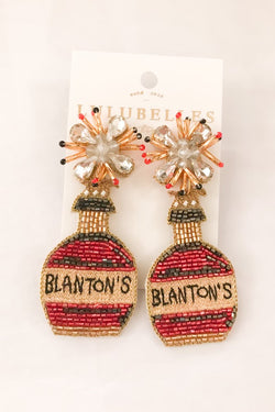 Blanton's Bourbon Hand Beaded Earrings