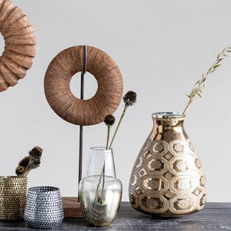 Glass Vase w/ Metallic Gold Finish