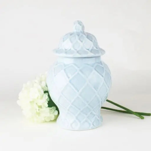 Light Blue Textured Ginger Jar