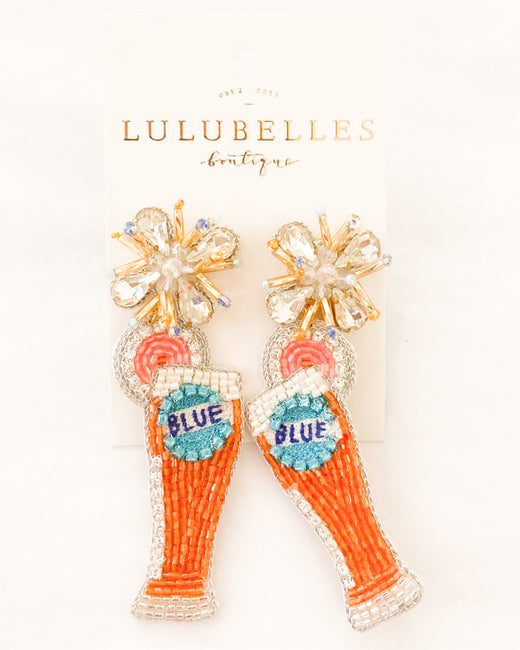 Moon Glass Hand Beaded Earrings