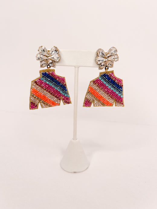 Derby Jockey Silks Stained Glass Earring