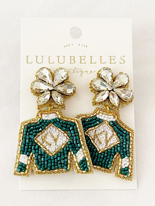 Derby Jockey Silks Kentucky (KY) Green Earrings