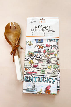 Fish Kiss Kentucky Map Tea Towel