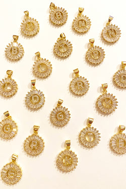 Initial Charm - Rhinestone Circle