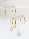 Hammered Gold and Crystal Hoops