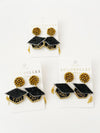 Graduation Cap Hand Beaded Earrings