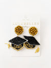 Graduation Cap Hand Beaded Earrings