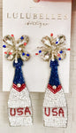 USA Patriotic Hand Beaded Earring