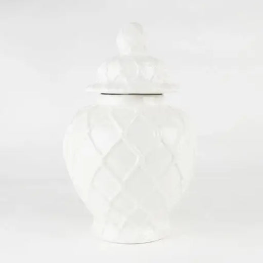 White Textured Ginger Jar