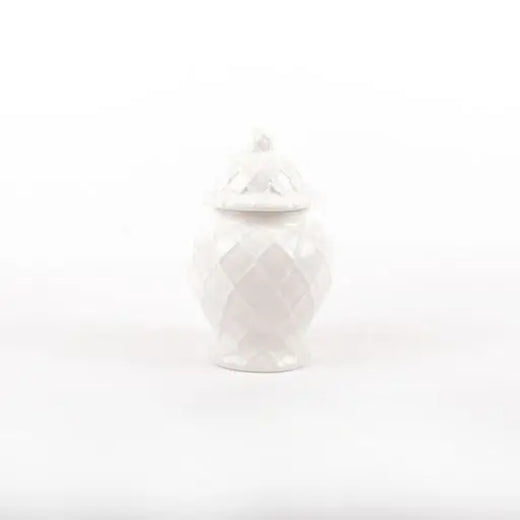 White Textured Ginger Jar