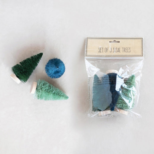 Sisal Bottle Brush Trees in Bag, Set of 3