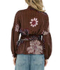 Textured Floral Wrap Blouse