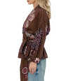 Textured Floral Wrap Blouse