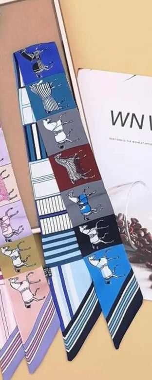 Striped Horse Print Twilly Scarf