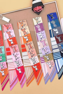 Striped Horse Print Twilly Scarf