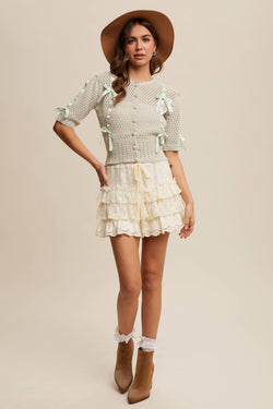 Lace Tiered Ruffle Shorts
