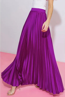 Satin Pleated Maxi Skirt