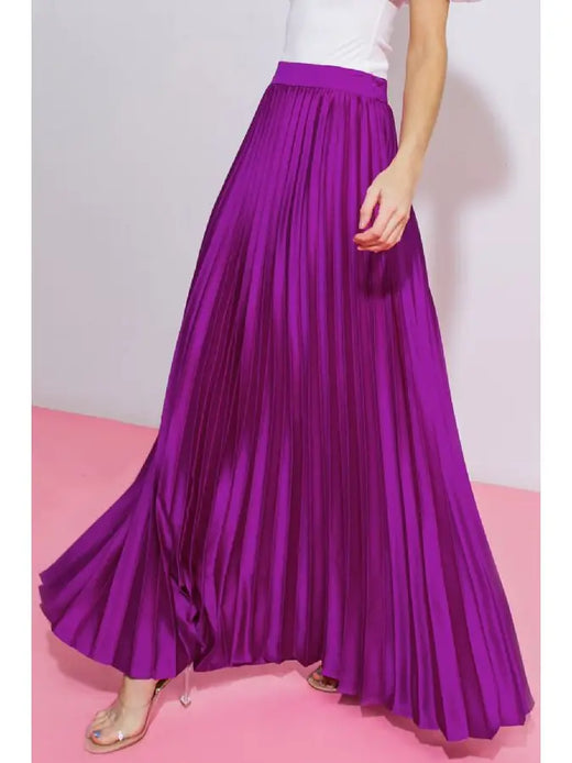 Satin Pleated Maxi Skirt