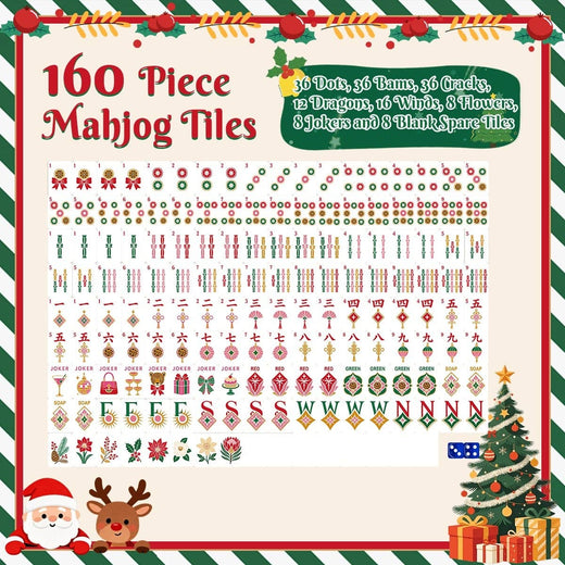 Geode Green Glam Holiday Christmas Mahjong Tiles