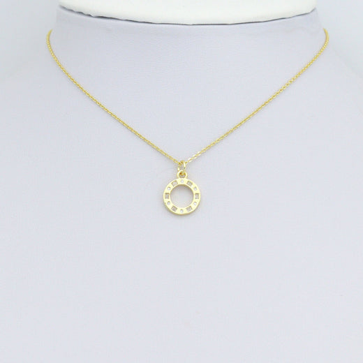 CZ Gold Round Circle Charm